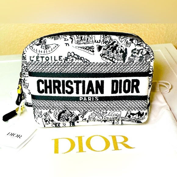Dior Handbags - CHRISTIAN DIOR  Plan de Paris Canvas Embroidered Cosmetic Bag